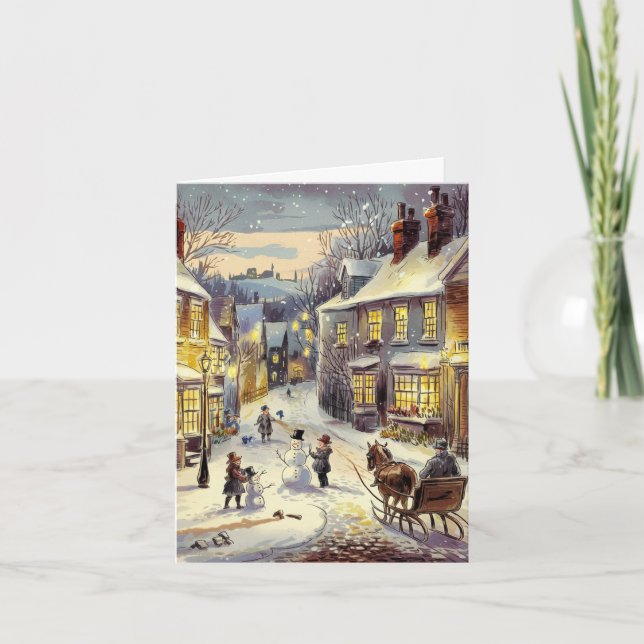Carte De Remerciements Village aux neiges (Devant)