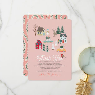 Carte De Remerciements Ville/Village Baby shower rose