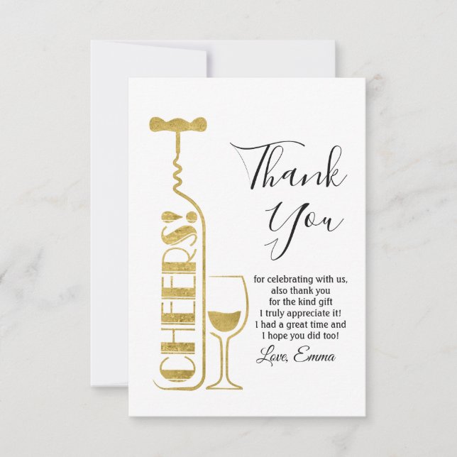 Carte De Remerciements vin, anniversaire adulte, mariage, fête (Devant)