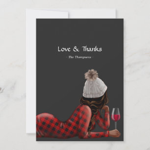 Carte De Remerciements Vin de Noël Plaid Buffalo Rouge