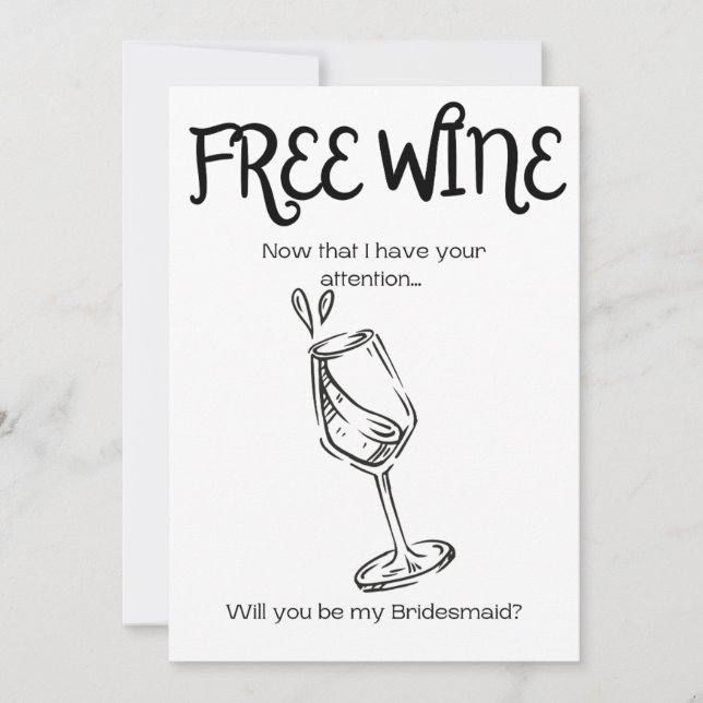 Carte De Remerciements Vin libre - Proposition de la servante (Devant)