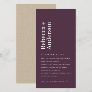 CARTE DE REMERCIEMENTS VIN MINIMAL PLUM TYPOGRAPHIE FIANÇAILLES INVITATIO