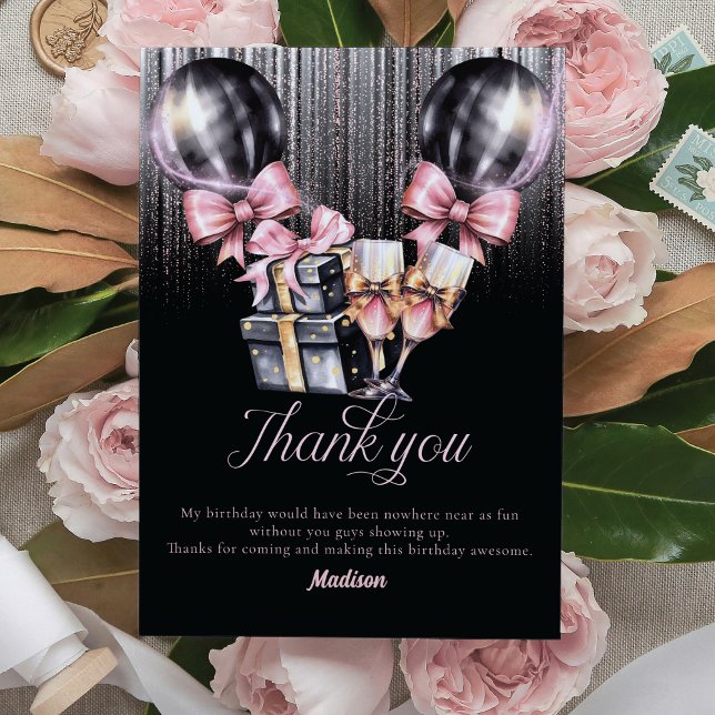Carte De Remerciements Vin Rose de luxe Anniversaire adulte (Créateur téléchargé)