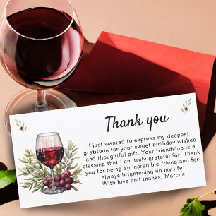 Carte De Remerciements Vin rouge rustique Verre d'olive Feuille Anniversa