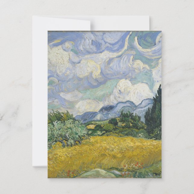 Carte De Remerciements Vincent van Gogh - Champ de blé avec cyprès (Devant)