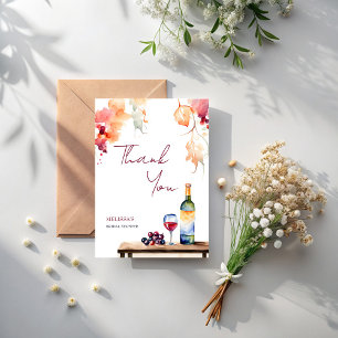 Carte De Remerciements Vino avant les vœux de mariage cave à vin douche d