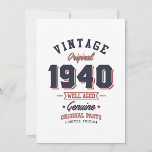 Carte De Remerciements Vintage 1940 Né en 1940 Retro Anniversaire Cadeau