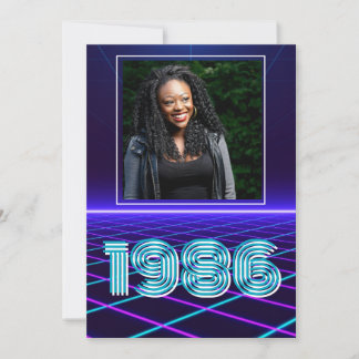 Carte De Remerciements Vintage 1986 Retro & Lasers Photo 40th Birthday