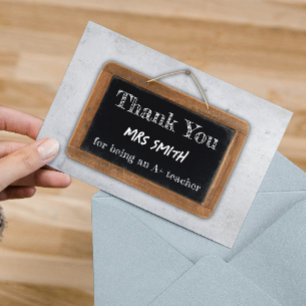 Carte De Remerciements Vintage A+ enseignant Unique Chalk Board School