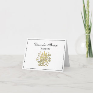 Carte De Remerciements Vintage Art Déco Gold Plume Arabesque