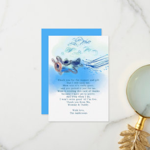 Carte De Remerciements Vintage Blue avion Aquarelle Bébé Garçon Douche