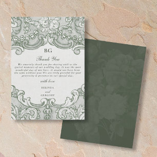 Carte De Remerciements Vintage Botanique Vert Jardin Mariage Thème