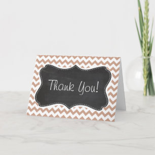 Carte De Remerciements Vintage Chalkboard look; Brown Chevron Pattern