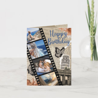 Carte De Remerciements Vintage Collage Birthday Card