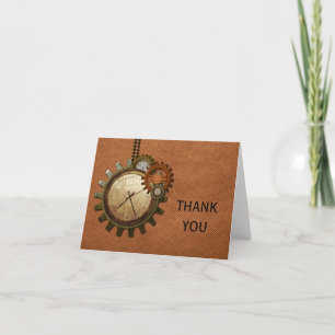 Carte de remerciements vintage d'horloge, cuivre