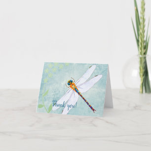 Carte De Remerciements Vintage Dragonfly on Faded Floral