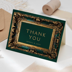Carte De Remerciements Vintage Emerald Green Gold Mariage