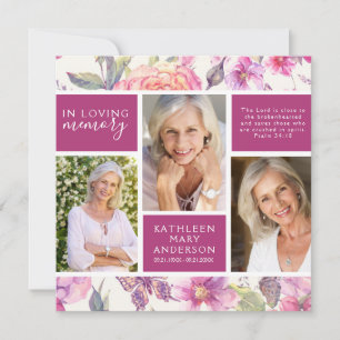 Carte De Remerciements Vintage Floral Photo Collage Funéraire Sympathie