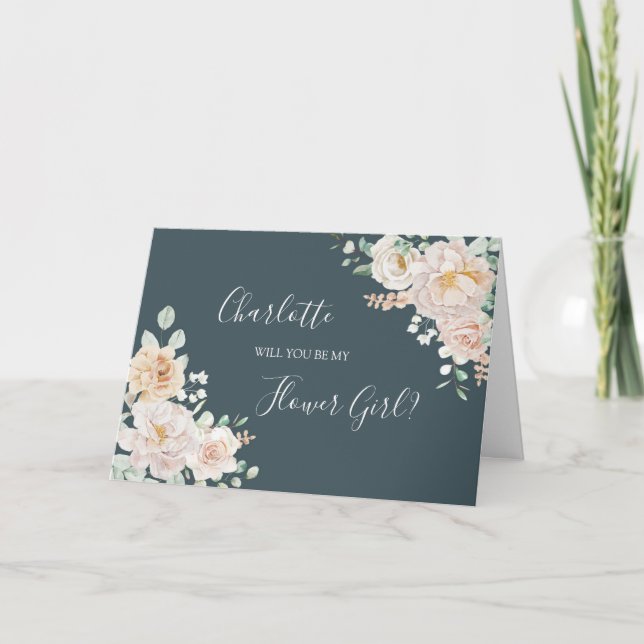 Carte De Remerciements Vintage Floral Wedding Flower Girl Proposal Card (Devant)