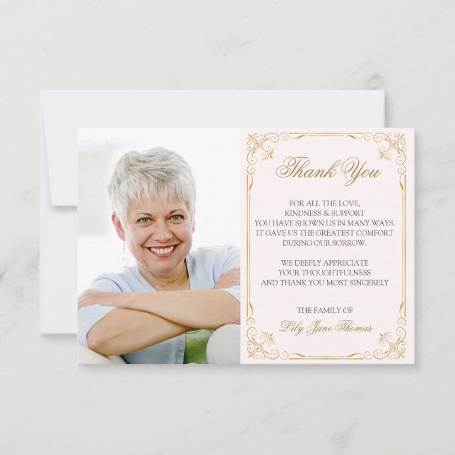 Carte de remerciements vintage Gold Swirl | Modifi (Devant)