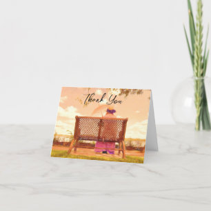 Carte De Remerciements Vintage Lady Assis Sur Banc