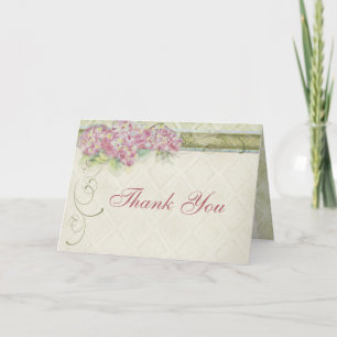 Carte De Remerciements Vintage Look Pink Hydrangea, Thank You note