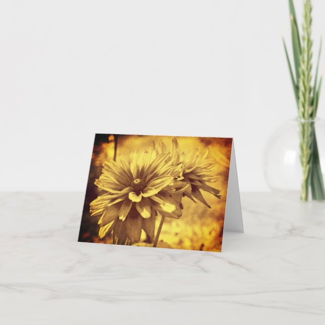 Carte De Remerciements Vintage Look Sepia Daisies Floral Note Card (Devant)