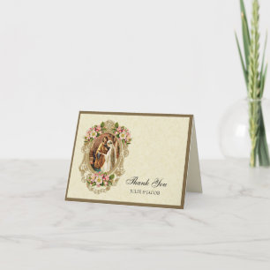 Carte De Remerciements Vintage Mariage catholique cerise fleurit religieu