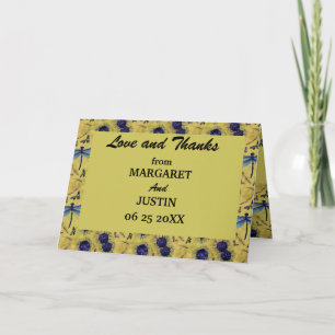 Carte De Remerciements Vintage mariage Dandelion et libellule Thème