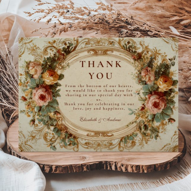 Carte De Remerciements Vintage Mariage Rose baroque (Créateur téléchargé)