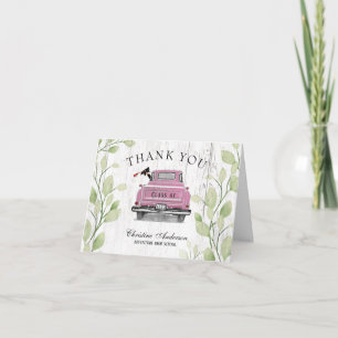 Carte De Remerciements Vintage Pink Truck Rustic 2025 Graduation