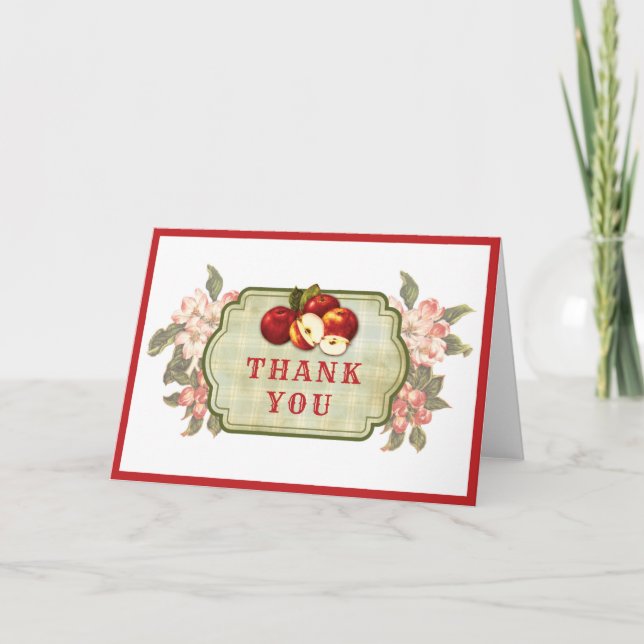 Carte de remerciements vintage plié Apple (Devant)