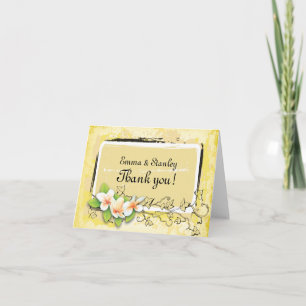Carte De Remerciements Vintage plumeria ivy yellow white thank you