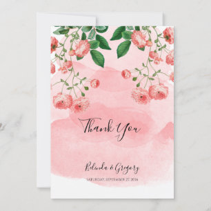Carte De Remerciements Vintage Rose rose fleuri Mariage botanique
