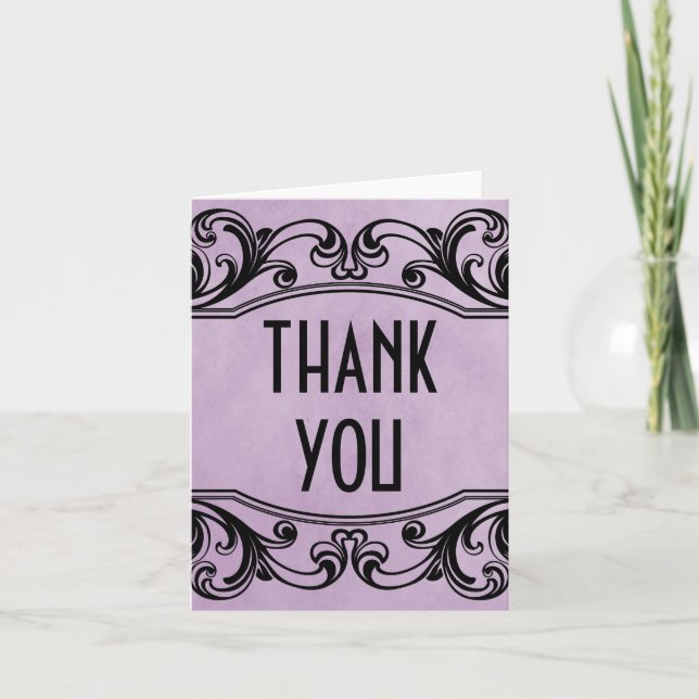 Carte de remerciements Vintage violet (Devant)