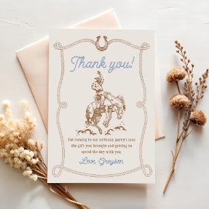Carte De Remerciements Vintage Western Cowboy fête d'anniversaire