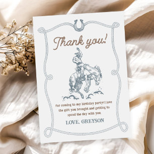 Carte De Remerciements Vintage Western Cowboy fête d'anniversaire