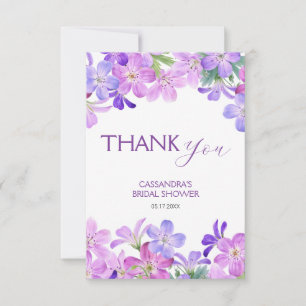 Carte De Remerciements Violet Géranium Floral Baby Shower de Mariage