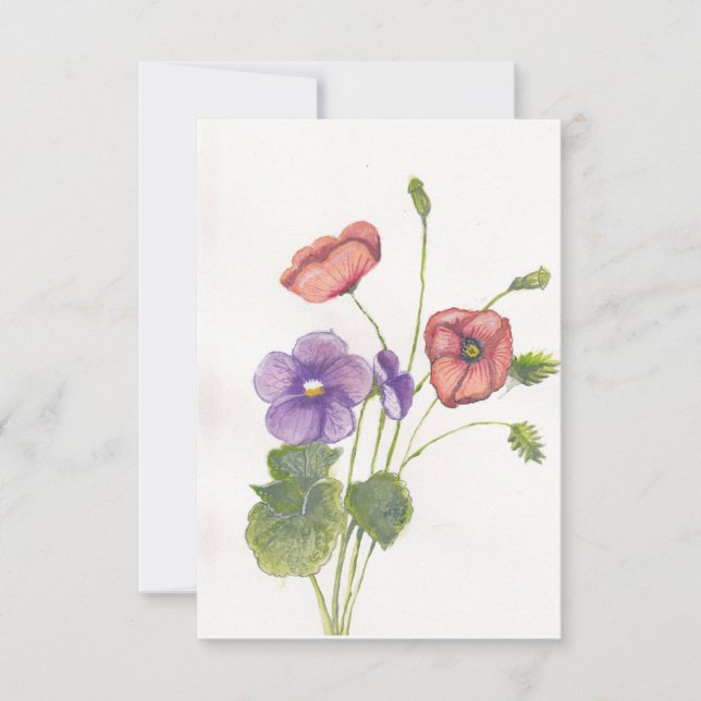 Carte De Remerciements Violets et pavots (Devant)