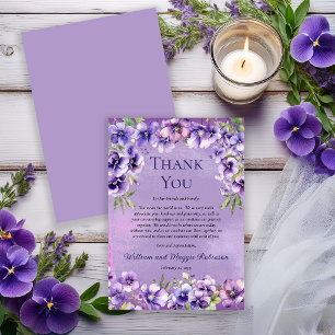 Carte De Remerciements Violettes Violettes Élégantes 50e Anniversaire Mer