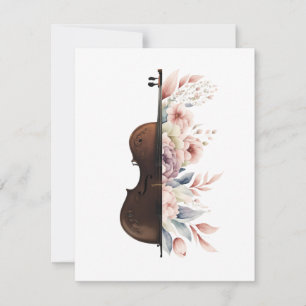 Carte De Remerciements Violon aux fleurs.