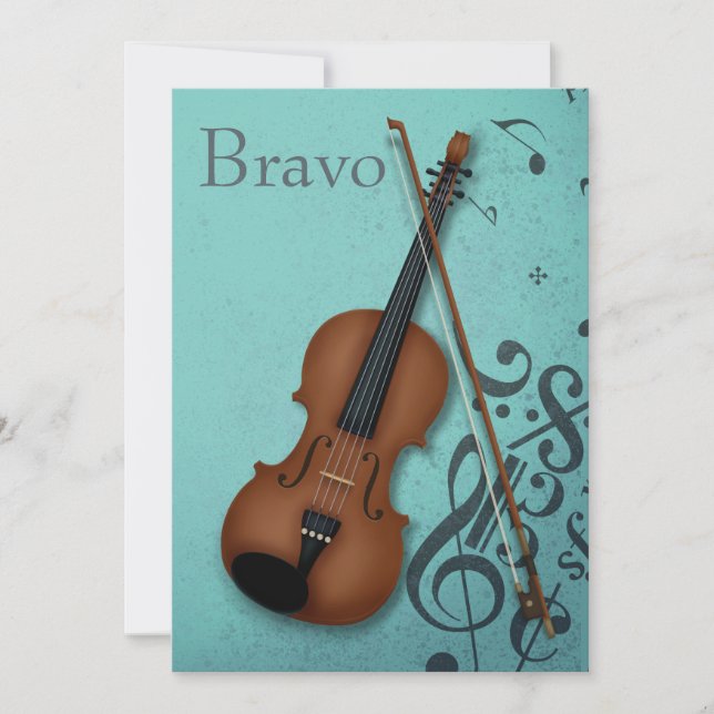 Carte De Remerciements Violon Brown & Bow Haute Bohème Turquoise Custom (Devant)