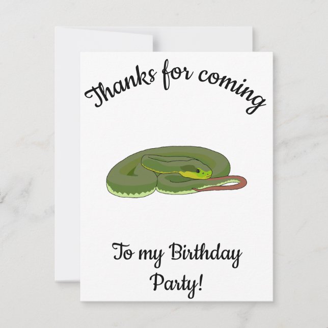 Carte De Remerciements Viper vert arbre Joyeux B jour (Devant)