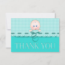 Visage de bébé sur En vichy Turquoise avec bordure