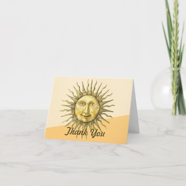 Carte De Remerciements Visage de soleil céleste bloc de couleur  (Devant)