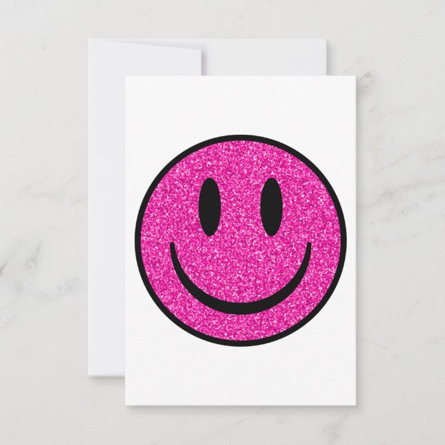 Carte De Remerciements Visage de sourire rose Parties scintillant (Devant)