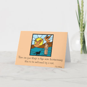 Carte De Remerciements Vitre : Soeur Seraphim avec chat et oiseaux