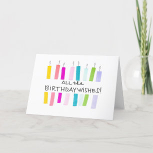 Carte De Remerciements vœux d'anniversaire bougies arc-en-ciel coloré d'e