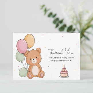 Carte De Remerciements Vœux d'anniversaire de l'ours doux