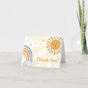 Carte De Remerciements Voici le Baby shower Son Retro Sunshine